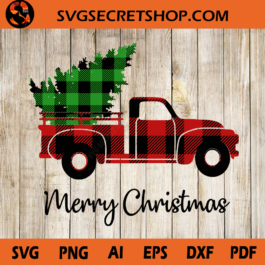 Buffalo Plaid Merry Christmas Truck Trees SVG, Merry Christmas SVG, Christmas Truck SVG