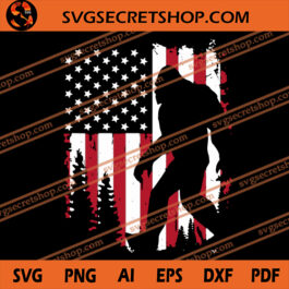 America Bigfoot SVG, America Flag SVG, Bigfoot SVG, Bigfoot Tree SVG
