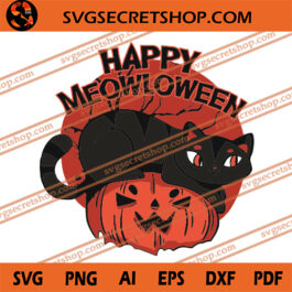 Happy Meowloween SVG, Halloween SVG, Meow SVG, Pumpkin SVG