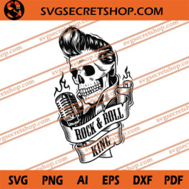 Rock And Roll King SVG, Skull SVG, Halloween SVG, Rock SVG