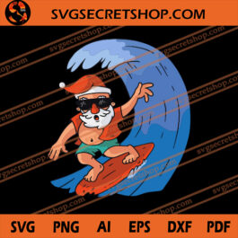 Surfing Santa Claus SVG, Santa Claus SVG, Christmas SVG