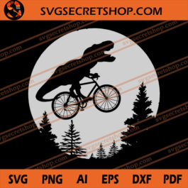 T Rex Cycling Moon SVG, Animal SVG, T Rex And Moon SVG