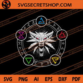 Witcher Sign SVG, The Witcher SVG, Sign SVG, Wolf Medallion SVG