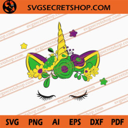 Mardi Gras Unicorn Face SVG