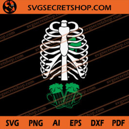 Skeleton Beer Shamrock Heart SVG, Skeleton SVG