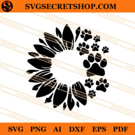 Sunflower Paw SVG, Sunflower Dog Paw SVG, Sunflower SVG