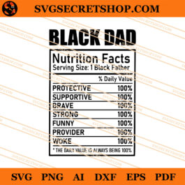 Black Dad Nutrition Facts SVG, Black Dad SVG, Black American SVG