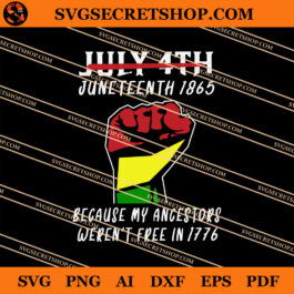 July 4th Juneteenth 1865 Because My Ancestors Weren't Free In 1776 SVG