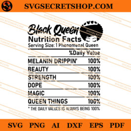 Black Queen Nutrition Facts SVG