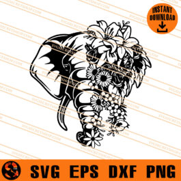 Floral Elephant SVG, Elephant SVG, Animal SVG, Flower SVG