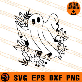 Ghost And Flower SVG, Ghost SVG, Horror SVG, Halloween SVG
