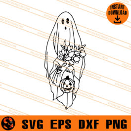 Ghost With Flower SVG, Ghost SVG, Halloween SVG