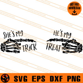She's My Trick He's My Treat SVG, Horror Skeleton SVG