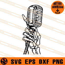 Skeleton Hand Holding Microphone SVG, Skeleton SVG