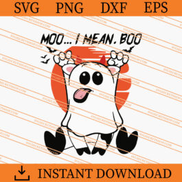 Cow Moo I Mean Boo Halloween Sunset SVG