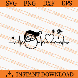 Santa Christmas Heartbeat SVG, Santa Christmas SVG, Santa SVG