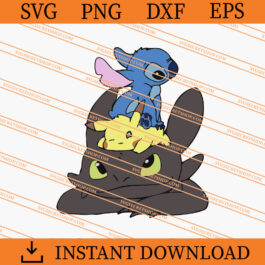 Stitch Pikachu And Toothless SVG, Stitch SVG, Pikachu SVG