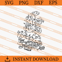 grinch with girl christmas tree SVG