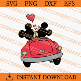 Mickey And Minnie Love Car SVG