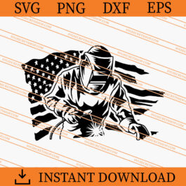 Welder With Flag Behind Him SVG, American Flag SVG