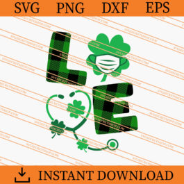 Green Plaid Love Nurse Shamrock SVG, Shamrock SVG