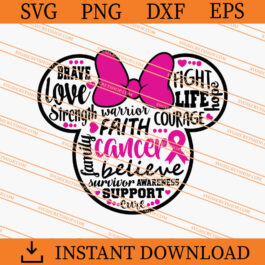 Mickey Ribbon Breast Cancer SVG