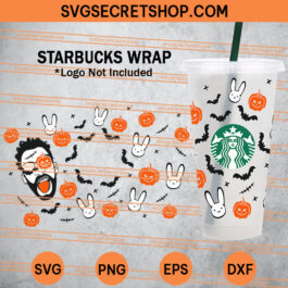 Bad Bunny Halloween Starbucks Cup SVG, Bad Bunny Starbucks Cup SVG, Halloween Starbucks Cup SVG