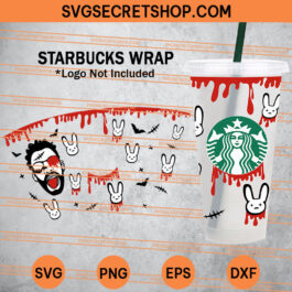 Bad Bunny Halloween Starbucks Cup SVG, Halloween Starbucks Cup SVG, Bad Bunny Starbucks Cup SVG