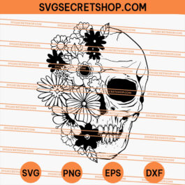 Floral Skull SVG, Skull SVG, Floral SVG, Horror SVG, Halloween SVG