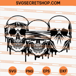 Hear See Speak Skull SVG, Skeleton SVG, Skull SVG, Three Skull SVG