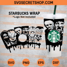 Horror Movie Characters Starbucks Cup SVG, Horror Movie Starbucks Cup SVG, Halloween Starbucks Cup SVG