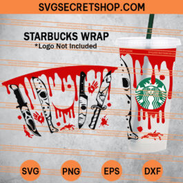 Horror Movie Knives Starbucks Cup SVG, Halloween Starbucks Cup SVG, Horror Movie Starbucks Cup SVG