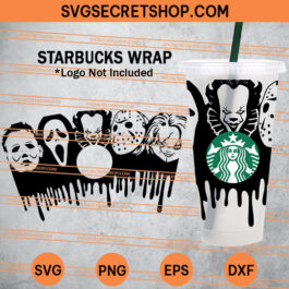 Horror Movie Starbucks Cup SVG, Halloween Starbucks Cup SVG, Horror Movie Characters Starbucks Cup SVG