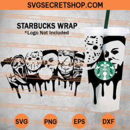 Horror Movie Starbucks Cup SVG, Horror Movie Characters Starbucks Cup SVG, Halloween Starbucks Cup SVG
