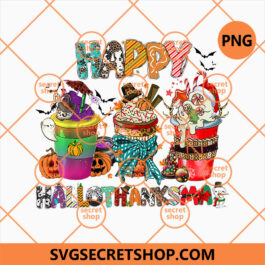 Coffee Happy Hallothanksmas PNG, Christmas PNG, Halloween PNG