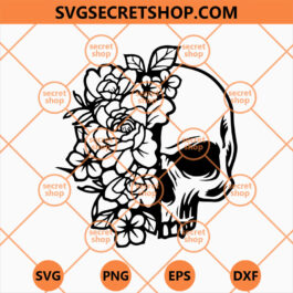 Floral Skull SVG, Skull SVG, Horror SVG, Floral SVG, Halloween SVG