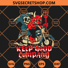 Grim Reaper And Devil Riding Motorcycle SVG, Grim Reaper SVG, Devil SVG
