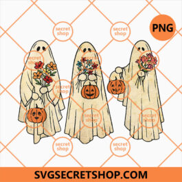 Vintage Floral Ghost Cute Halloween PNG, Floral Ghost PNG, Cute Halloween PNG