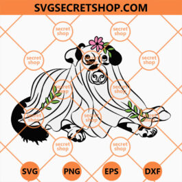 Floral Dog Ghost SVG, Halloween Shirt SVG, Ghost Custome SVG, Halloween Dog SVG, Halloween Ghost Dog Sweater SVG