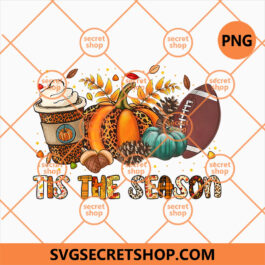 Tis' The Season Leopard Pumpkin Football Halloween Fall PNG, Leopard PNG, Pumpkin PNG, Football PNG