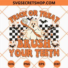 Trick or Treat Brush Your Teeth Dental Halloween Ghost SVG, Pumpkin Tooth SVG, Boo SVG, Custome Party SVG