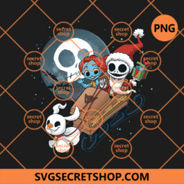 Christmas Nightmare PNG, Jack Skellington Santa Hat PNG, Christmas Characters Box Gift PNG