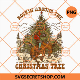 Rocking Around Christmas Tree PNG, Cowboy Horsing PNG, Christmas Holiday PNGG