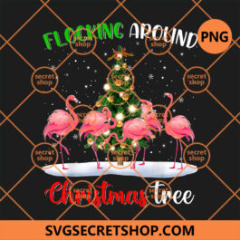 Flamingo Christmas PNG, Flocking Around Christmas Tree PNG, SnowFlakes Holiday PNG