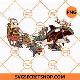 Jack Skellington Santa PNG, Anime Character PNG, Santa riding Shark PNG