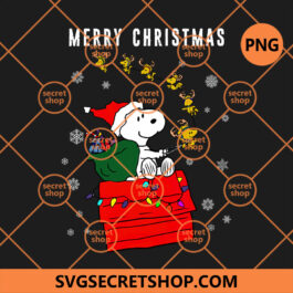 Snoopy Christmas PNG, Snoopy Box Gift PNG, Snow Flakes PNG