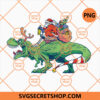 Christmas Santa Claus With T Rex PNG, Green T-Rex Giant PNG, Xmas Holiday Gifts PNG 2 Christmas Santa Claus With T Rex