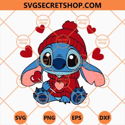 Stitch Valentine Candy Heart SVG, Stitch Valentine SVG, Valentines Day SVG 4 Stitch Valentine Candy Heart SVG