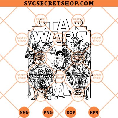 Vintage Star Wars Characters SVG, Star Wars SVG PNG DXF EPS 4 Vintage Star Wars Characters SVG