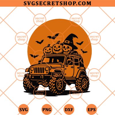 Spooky Jeep Halloween SVG, Halloween Jeep SVG PNG DXF EPS 4 Spooky Jeep Halloween SVG